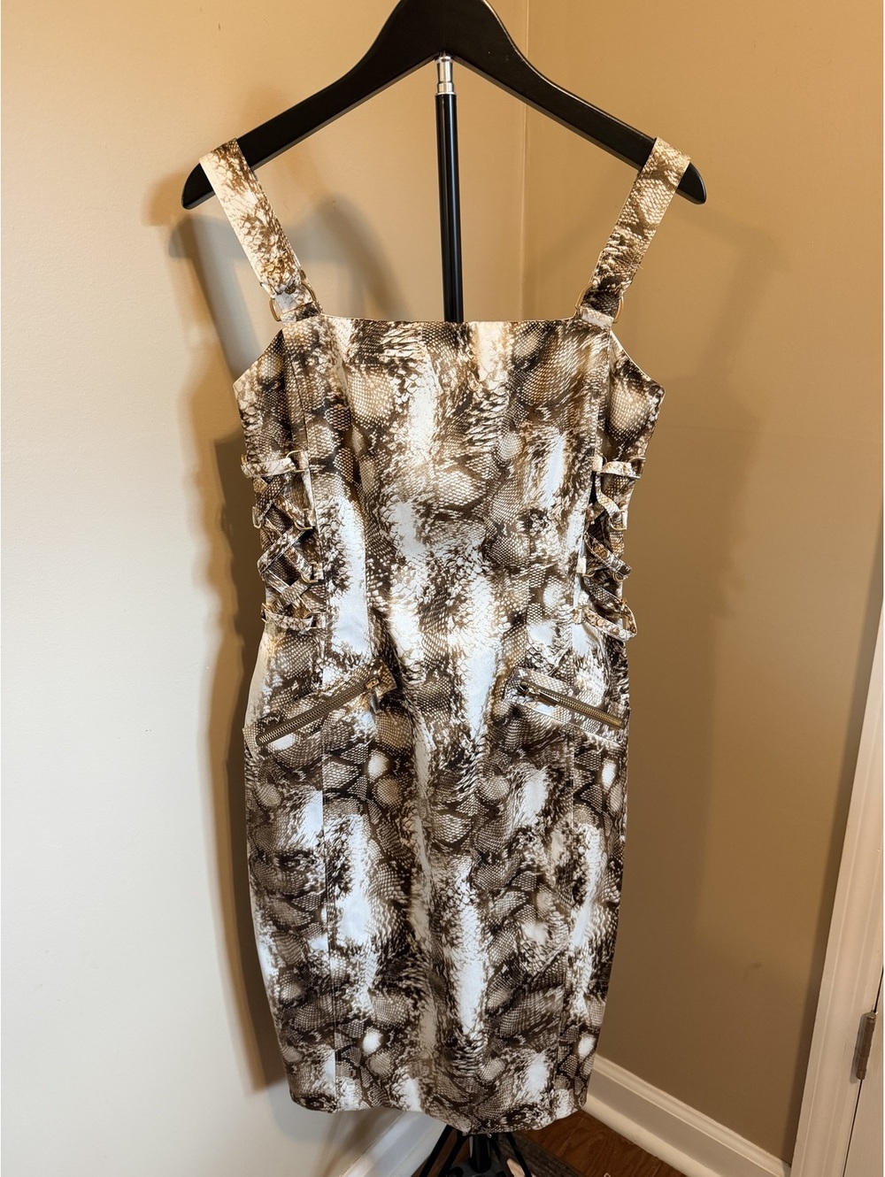 Cache Snakeskin Y2K Going Out Dress Women Size 2 Bodycon